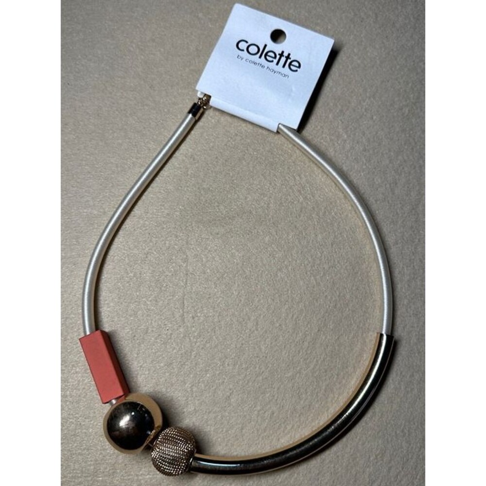 colette hayman silver tone wire cuff bracelet ball charm statement nwt new